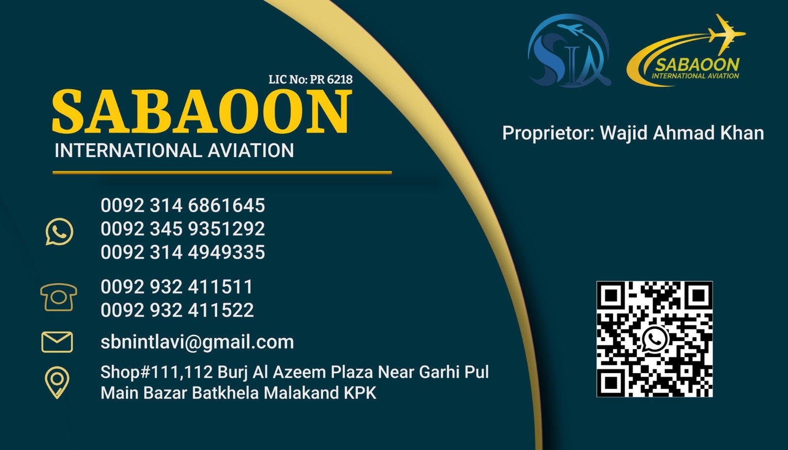 SABAOON INTERNATIONAL AVIATION (WAJID AHMAD KHAN)